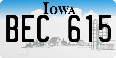 IA license plate BEC615