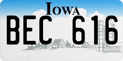 IA license plate BEC616