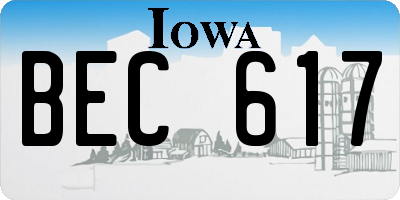 IA license plate BEC617