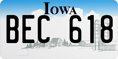 IA license plate BEC618