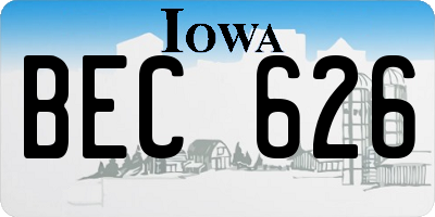 IA license plate BEC626