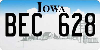 IA license plate BEC628
