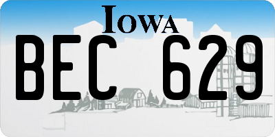 IA license plate BEC629