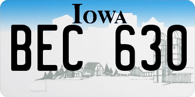 IA license plate BEC630