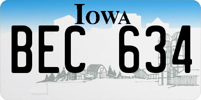 IA license plate BEC634