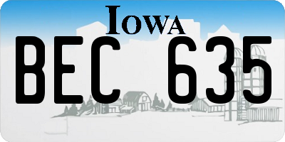 IA license plate BEC635
