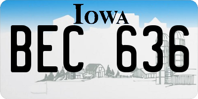 IA license plate BEC636