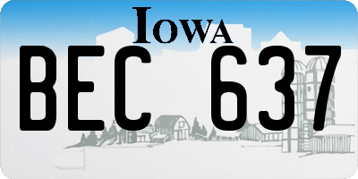 IA license plate BEC637