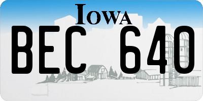 IA license plate BEC640