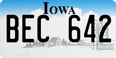 IA license plate BEC642