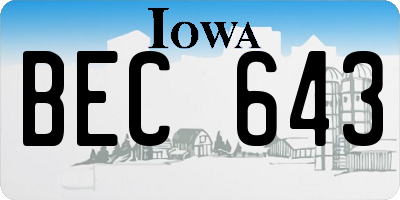 IA license plate BEC643