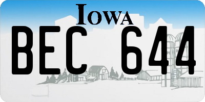 IA license plate BEC644