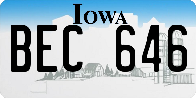 IA license plate BEC646