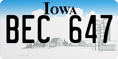 IA license plate BEC647