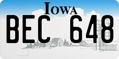IA license plate BEC648