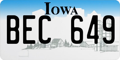 IA license plate BEC649