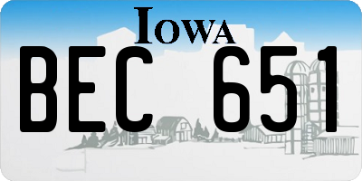 IA license plate BEC651