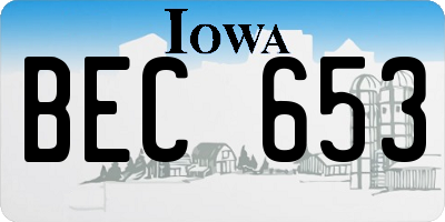 IA license plate BEC653