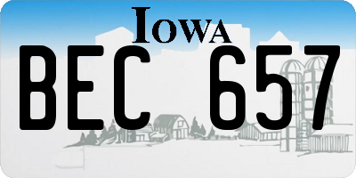 IA license plate BEC657