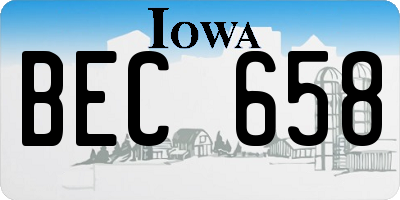IA license plate BEC658