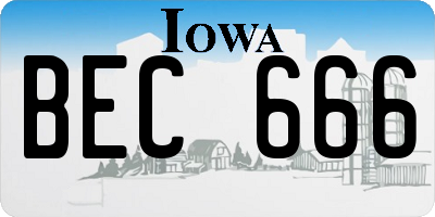 IA license plate BEC666