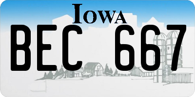 IA license plate BEC667