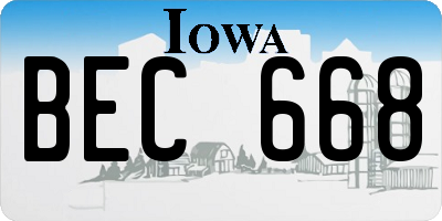 IA license plate BEC668