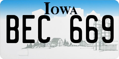 IA license plate BEC669