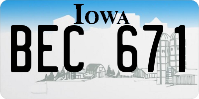 IA license plate BEC671