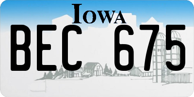 IA license plate BEC675