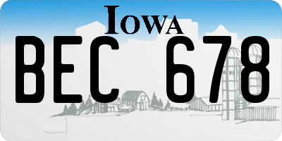 IA license plate BEC678