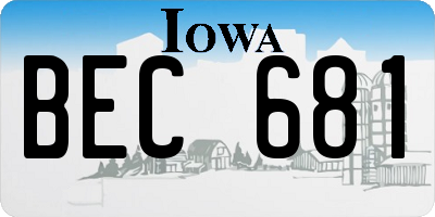 IA license plate BEC681
