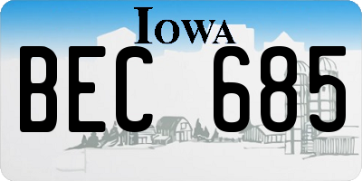 IA license plate BEC685