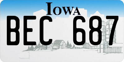 IA license plate BEC687