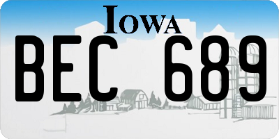 IA license plate BEC689