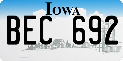IA license plate BEC692