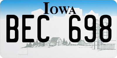 IA license plate BEC698