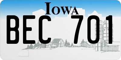 IA license plate BEC701