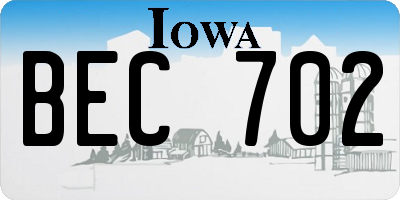 IA license plate BEC702