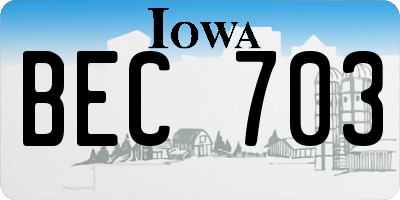 IA license plate BEC703