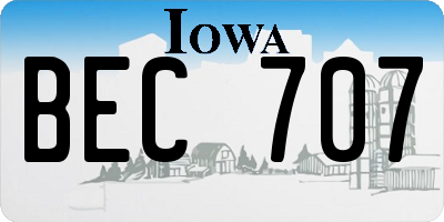 IA license plate BEC707
