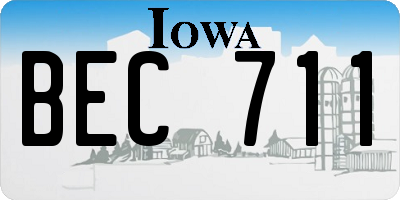 IA license plate BEC711