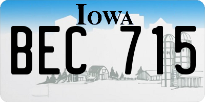 IA license plate BEC715