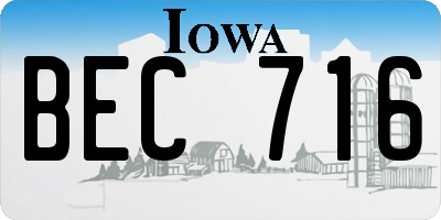 IA license plate BEC716