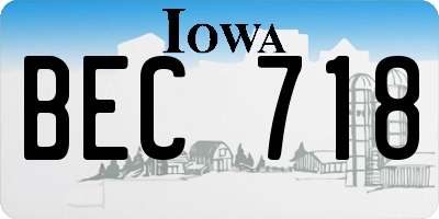 IA license plate BEC718