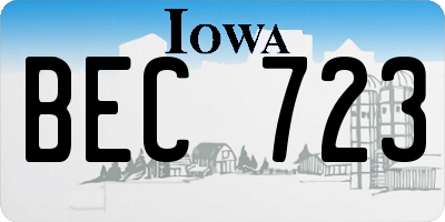 IA license plate BEC723
