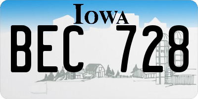 IA license plate BEC728