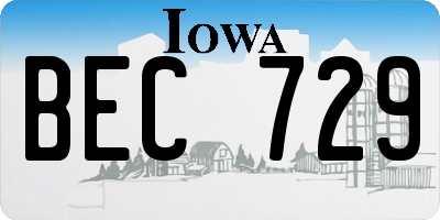 IA license plate BEC729