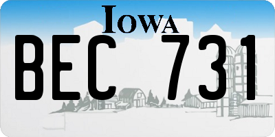 IA license plate BEC731
