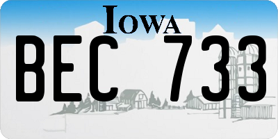IA license plate BEC733